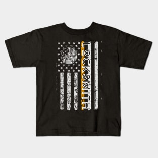 Locksmith Patriotic Weathered US Flag Kids T-Shirt